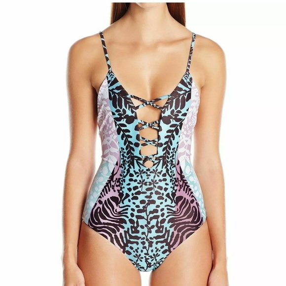 Mara Hoffman One Piece Swimsuit Lavender White S - Picture 1 of 3